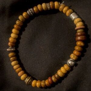 Brown and Silver Beaded Bracelet